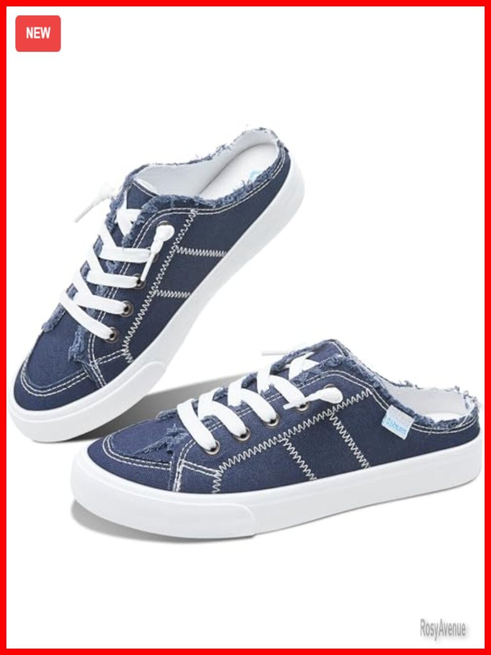 Canvas Mules Memory Foam Elastic Slip-On Sneakers Comfortable Walking Shoes